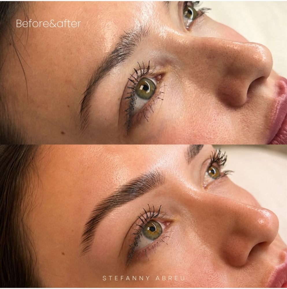Brow lamination before and after