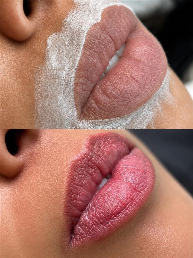 Lip blush before and after